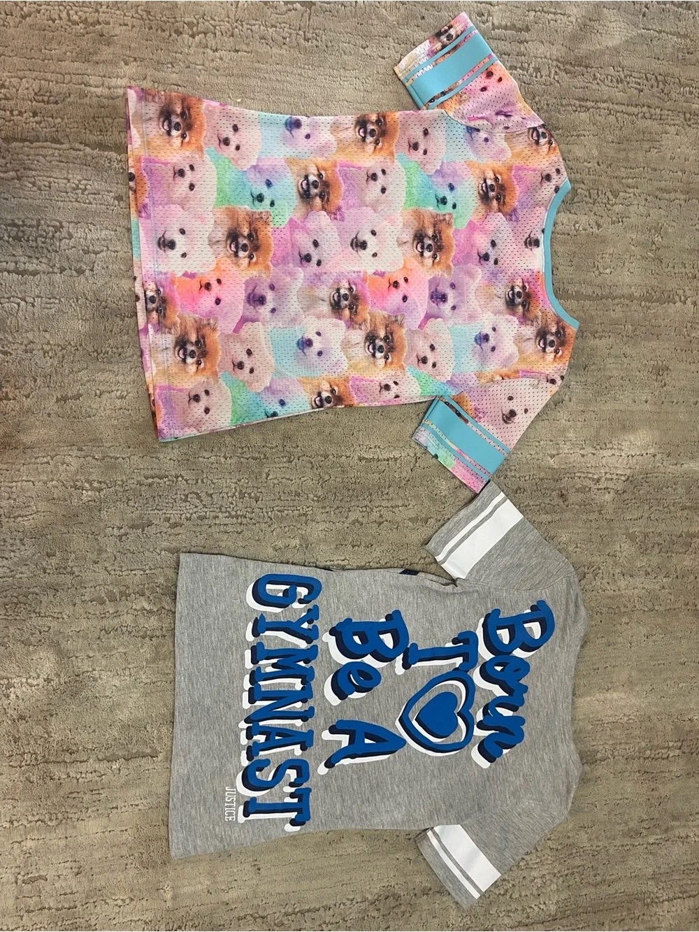 Justice Multicolor Puppy Graphic Tee with Teal Glitter '04'